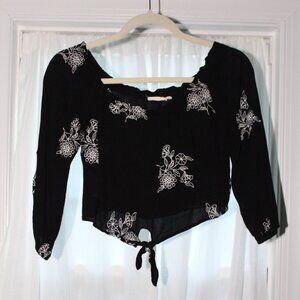 black and white floral off shoulder top